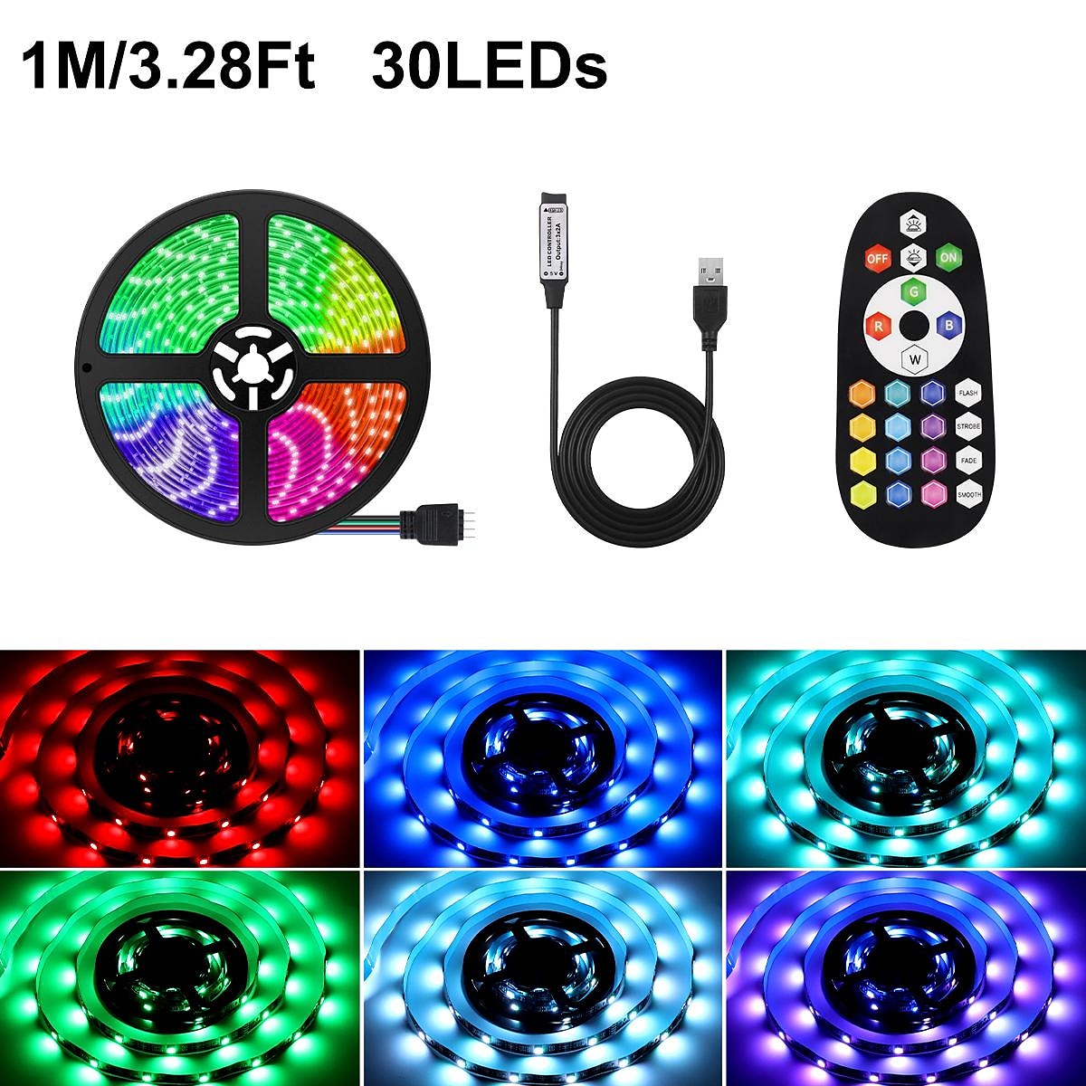 5V USB LED Strip Lights RGB 5050 1M 2M 3M 5M Color Changing Light with 24key IR Remote Controller for Home Bedroom Kitchen TV Back Lights DIY Decor 2025 - $13.99 –P11