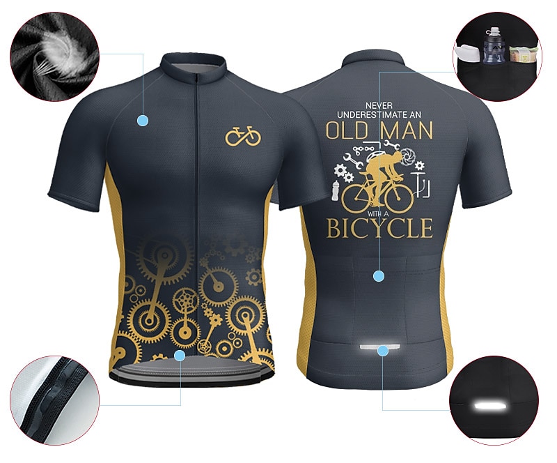 Men's Cycling Jersey Graphic Letter & Number Funny Short Sleeve Bike Jersey Top with 3 Rear Pockets Mountain Bike MTB Road Bike Cycling Quick Dry Reflective Strips Back Pocket Moisture Wicking Sports 2025 - $30.99 –P3