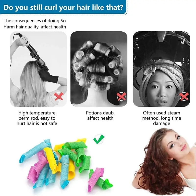 Heatless Curls.18 Pack...Magic Spiral Hair Curlers Set No Heat Hair Rollers Heatless Hair Curlers For Long/Short Hair Wave Hair Curlers Perm Kit.DIY Hairstyle Tools For Women Girls. Hair Accessories 2025 - $16.49 –P5
