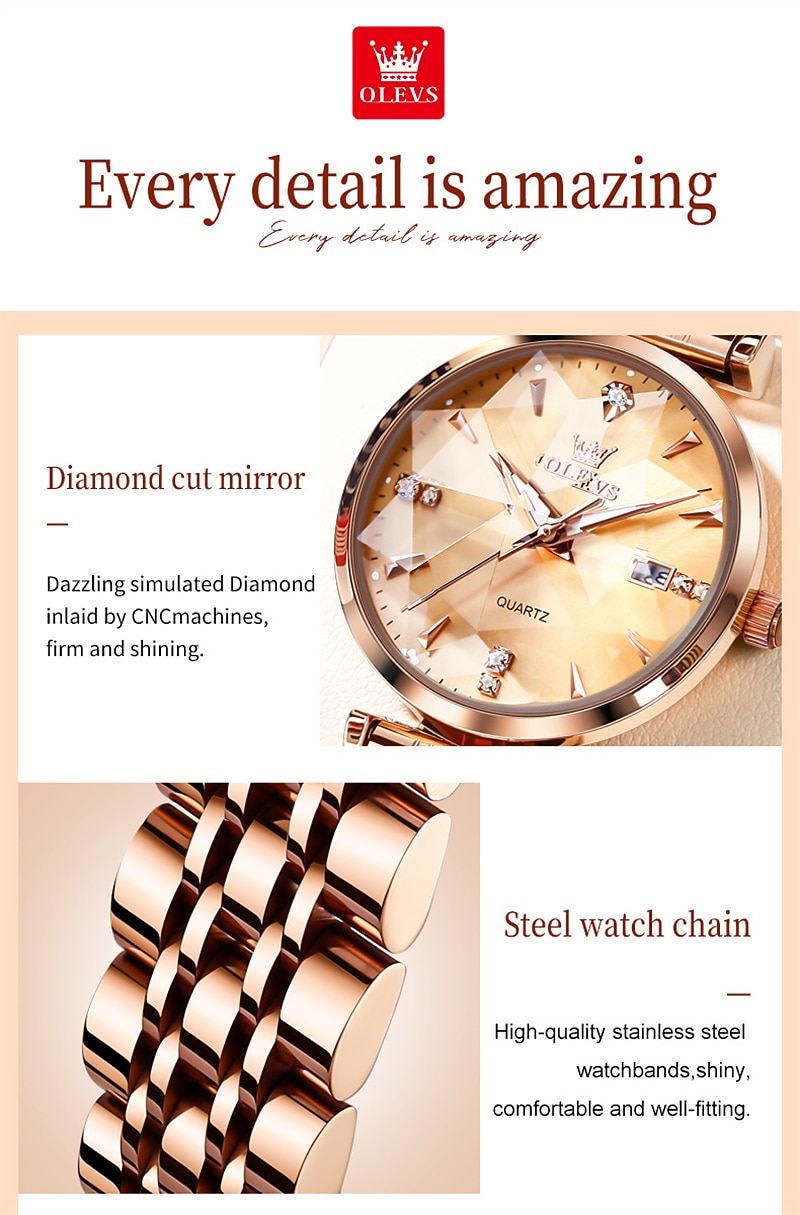New Olevs Brand Ladies' Watches Luminous Decorative Calendar Quartz Watches American-Style Diamond-Set Waterproof Small Green Watches Mother's Day Gift for Women'S Watches Tide 2026 - $37.99 –P3