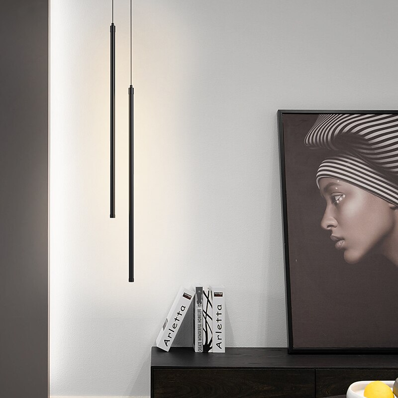 luz colgante led 2 luces 60 cm 24w diseño de línea luz colgante aluminio estilo moderno luz para oficina, dormitorio, sala de estar 110-240v 2025 - $152.19 -P3