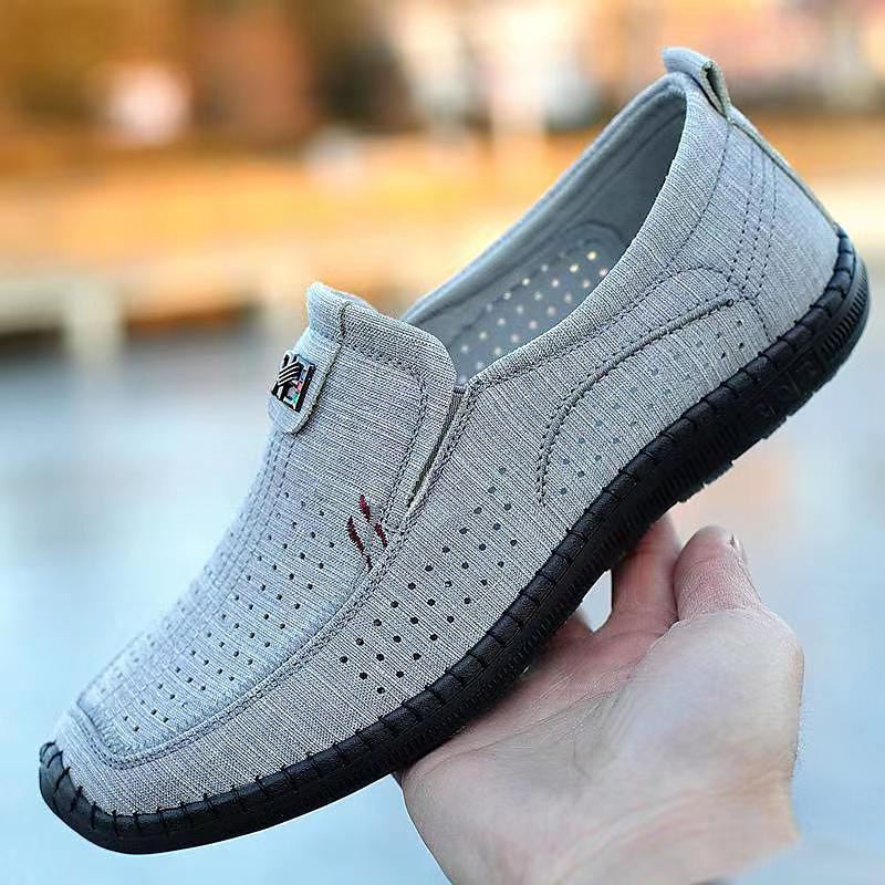 ανδρικά αναπνεύσιμα μπεζ loafers με διάτρητη σχεδίαση και μαλακή σόλα - ελαφριά casual παπούτσια για καλοκαιρινά και outdoor ντύσιμο 2025 - $29.99 –P2