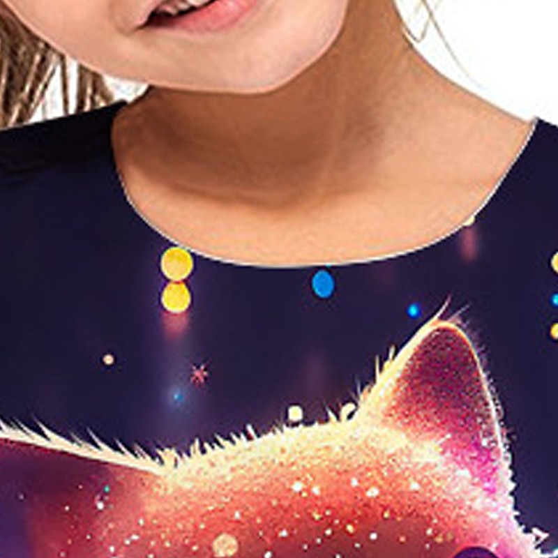 T-shirt Enfants Fille Graphic Extérieur 3D effet Manche Courte Col ras du cou Actif 7-13 ans Eté Argent Noir de 2026 ? $11.99 –P13