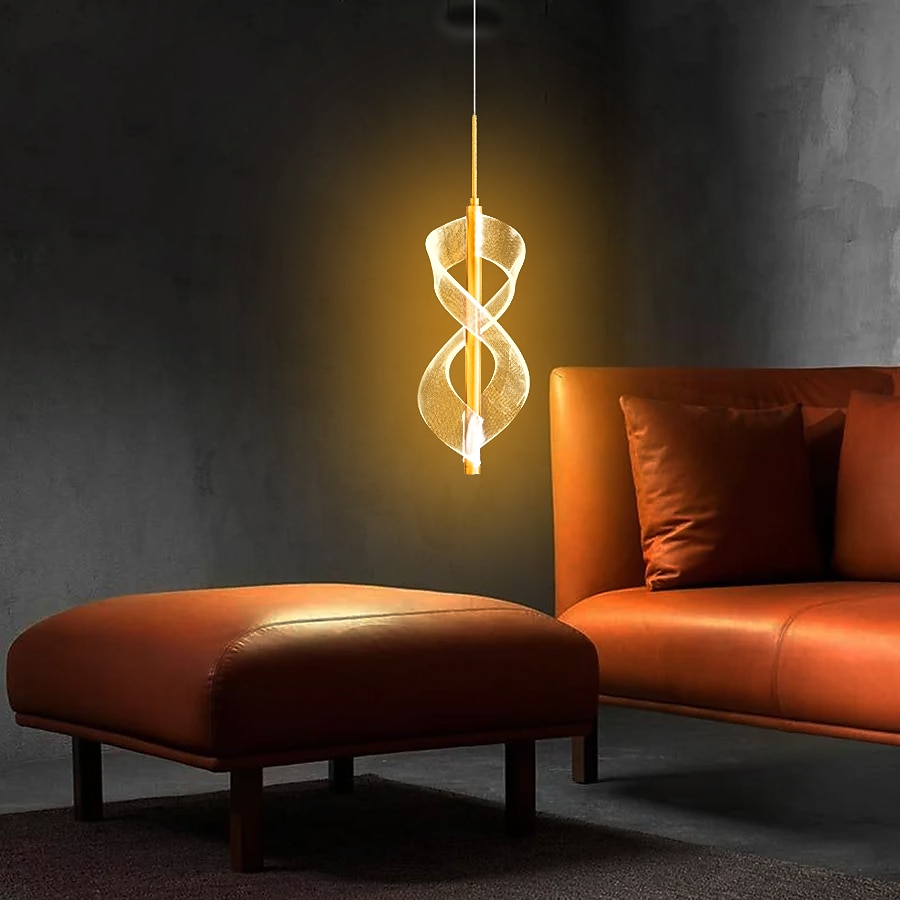 lampa wisząca led spiralna lampka nocna do sypialni 30 cm, nowoczesna minimalistyczna jadalnia bar regulowana długa linia sprzętowa lampa wisząca oprawa oświetleniowa sufitowa 2025 - $93.44 –P6