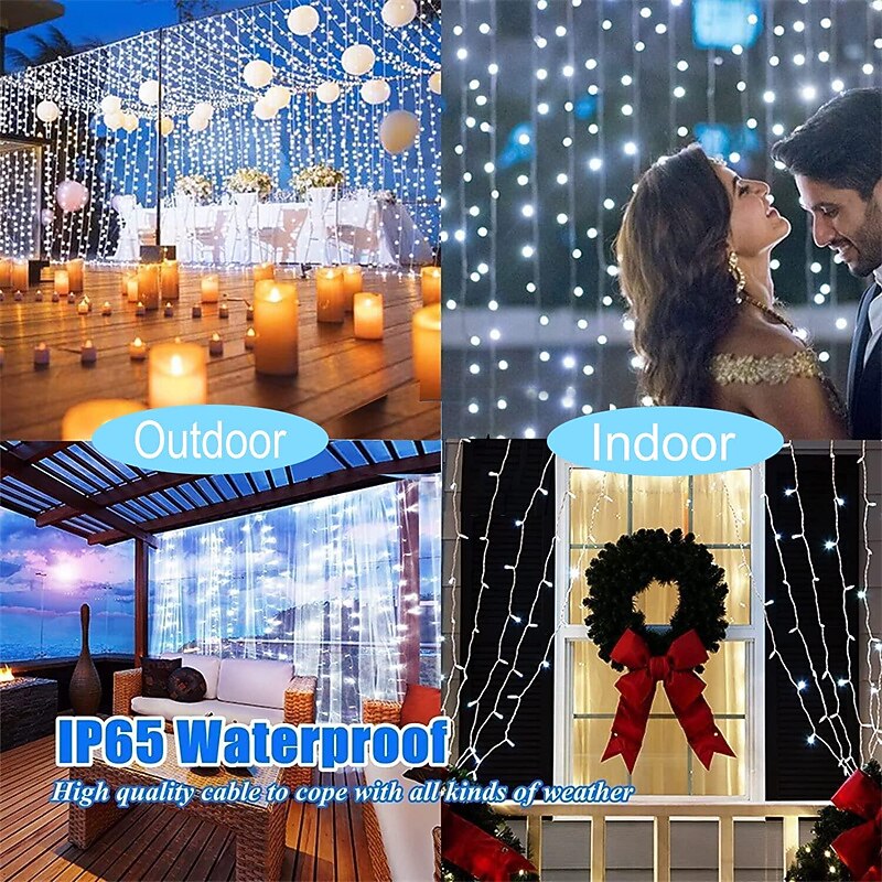 300LED солнечные занавески уличные и внутренние солнечные гирлянды водонепроницаемая сказочная занавеска мерцающие огни 8 режимов декор для дома сада патио свадебной вечеринки 2026 - $41.99 –P8