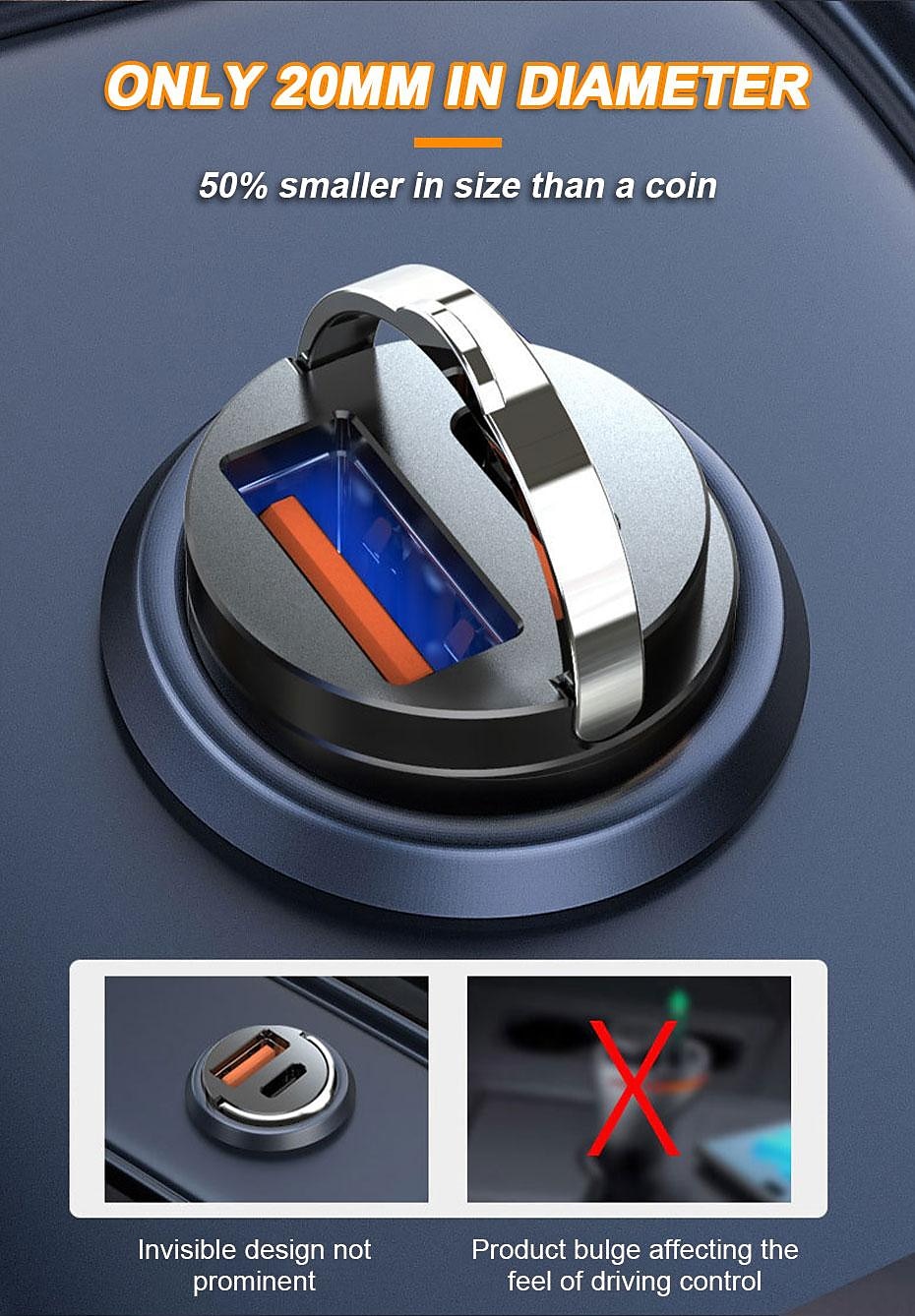 2025年 seametal 100w 車の usb 充電器 スーパーチャージ usb-a usb-c シガーライターアダプタ hidden phone Charger for iphone huawei samsung  コレクション – $18.99 –P6