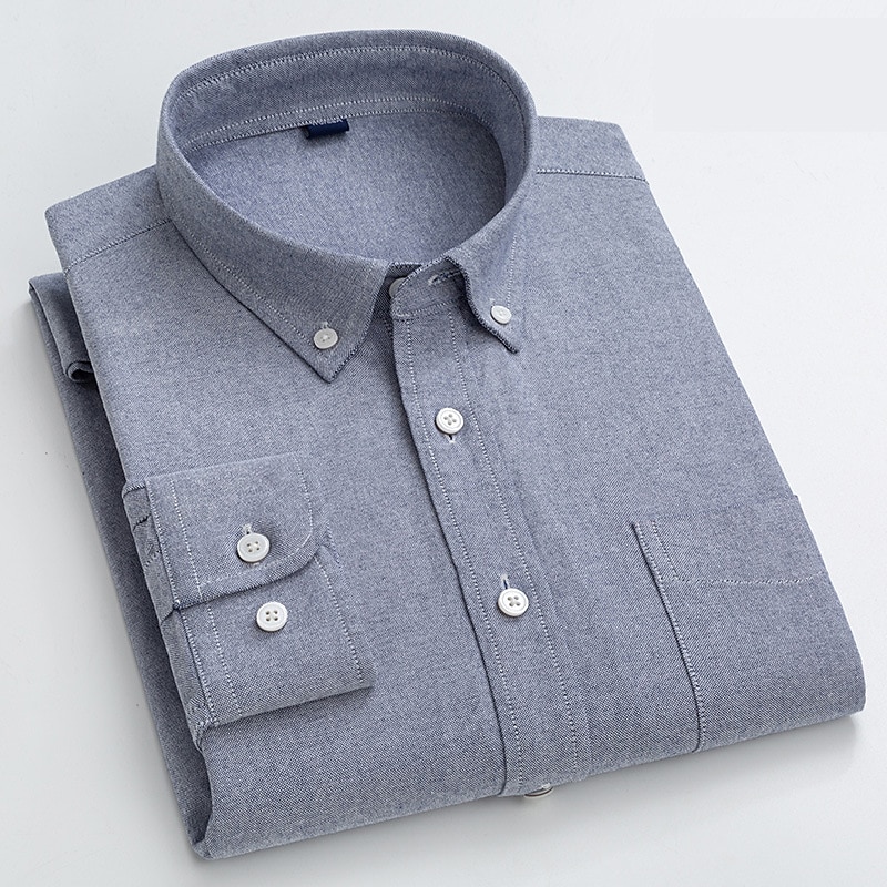 Herre Dresskjorter Skjorte med knapp ned Oxford skjorte Striper og rutete Bryllup Kontor og karriere Lysegul Lyseblå Hvit Lysegrønn Langermet Aftæpning Vår & Vinter Klær 2025 - $30.99 –P12