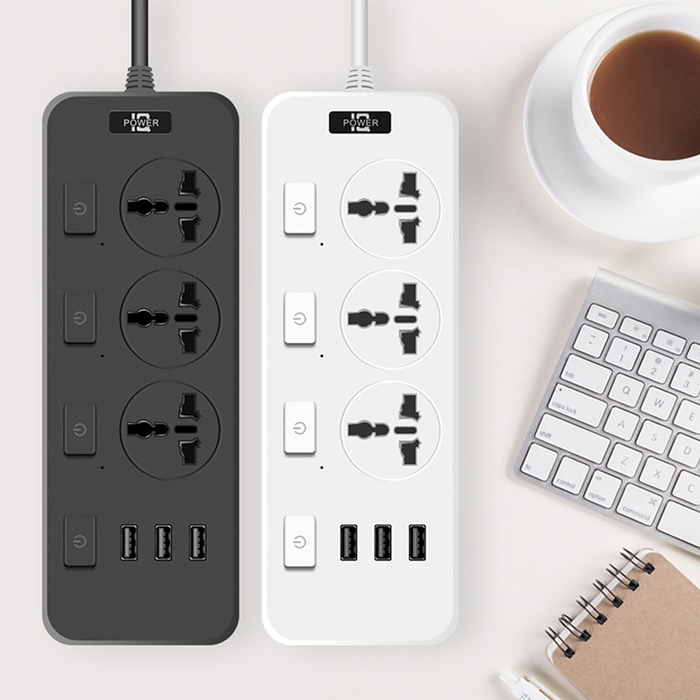 interruptor independiente protector contra sobretensiones regleta de enchufes 3ac y puertos de carga usb c cable de extensión de 6 pies de largo para el hogar & oficina 2025 - $30.99 –P1