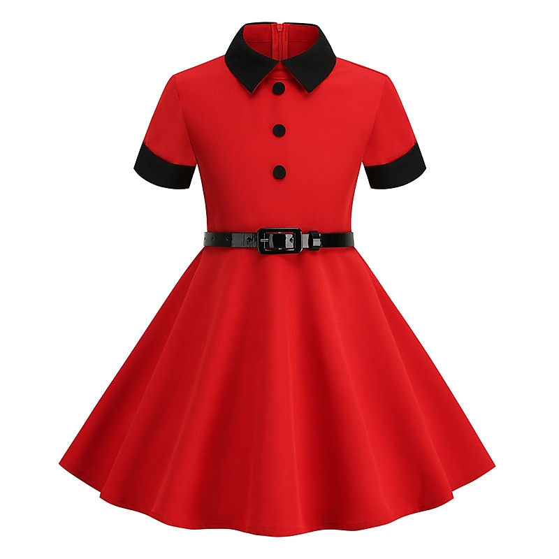 Retró 1950-es Swing ruha Flare ruha Lány Alkalmi / Napi Lánybúcsú Gyermek Ruha Hazatérő ruhák 2025 - $28.99 –P6