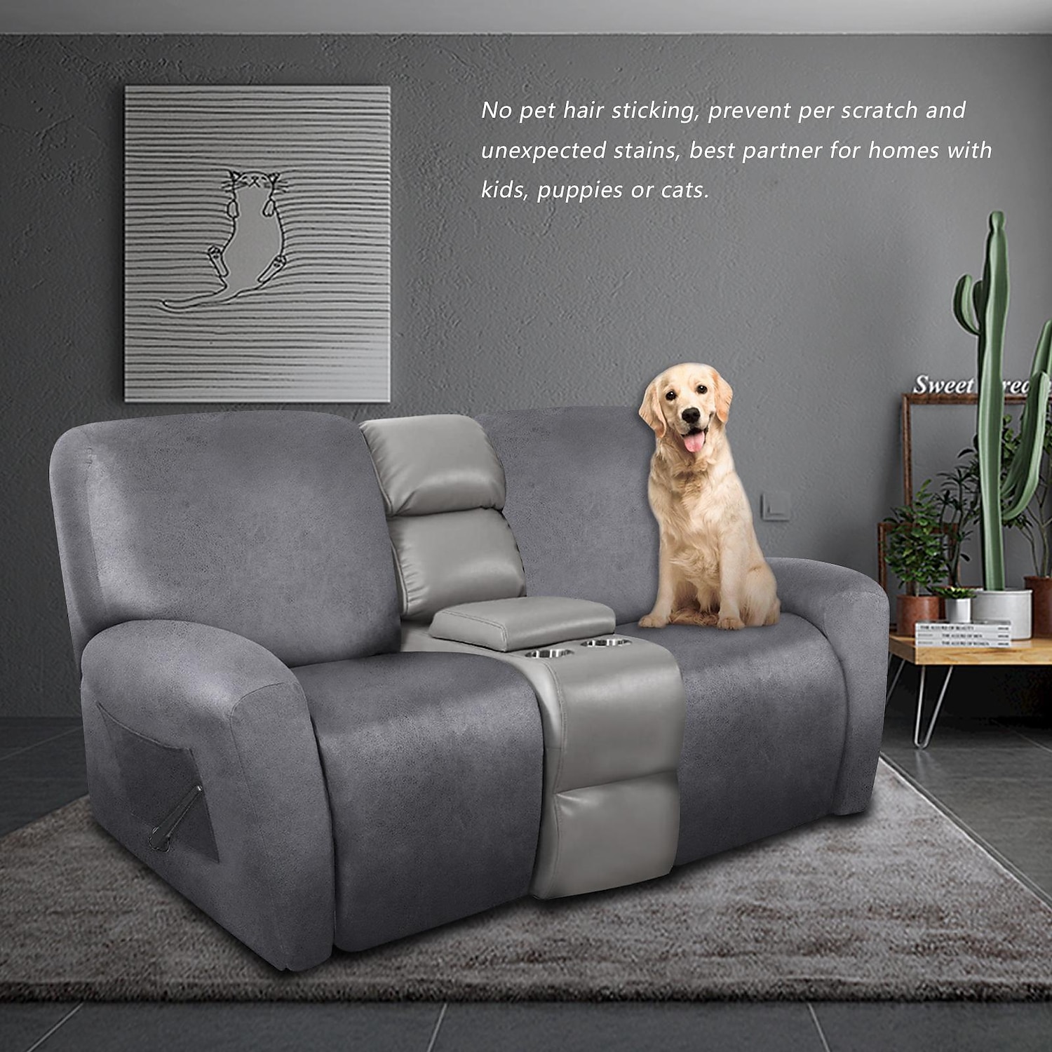 2 Seater Recliner Covers Stretch Love Seat Reclining Sofa Cover, Like Leather Couch Slipcover with Elastic Loop, Anti-cat Scratch Furniture Protector for Dogs Pet 2025 - $74.99 –P11