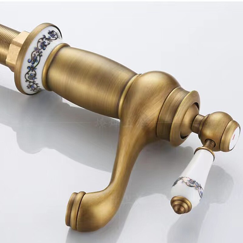 Vintage Bathroom Sink Mixer Faucet, Monobloc Washroom Basin Taps Single Handle One Hole Deck Mounted, Mono Retro Style Water Taps Hot and Cold Hose 2025 - $97.99 –P8