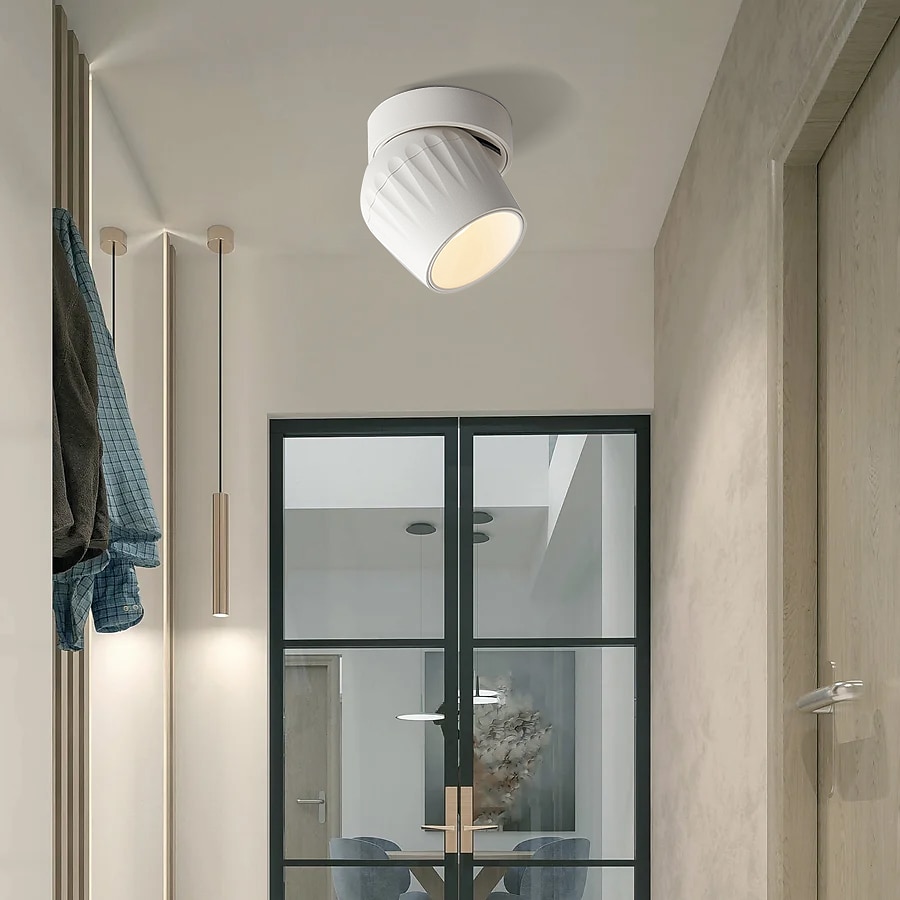 LED utenpåliggende takdownlight justerbar 360 grader nordisk spotlys for innendørs foajé stue varm hvit/hvit ac85-265v 2025 - $57.99 –P8