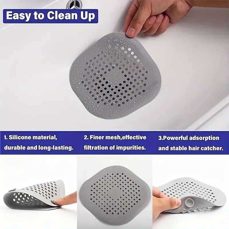 2pcs Shower Drain Cover, Easy to Clean and Install Shower Drain Cover, Drain Hair Catcher with Suction Cup, Shower Drain Protector Cover for Kitchen