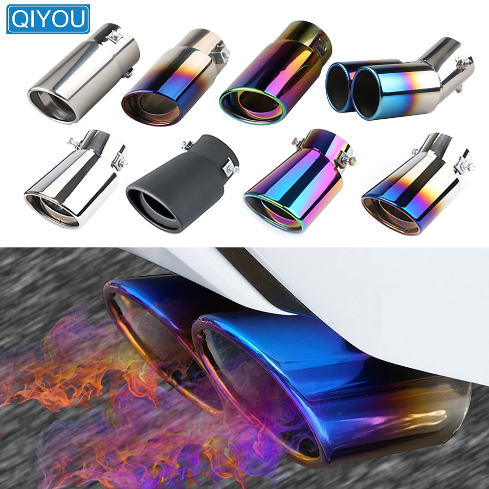 Nerezový výfukový tip pro auto - univerzální chromovaný koncový výfuk úprava výfukové trubky auta odolný ocelový povrch 2025 - $9.99 –P1