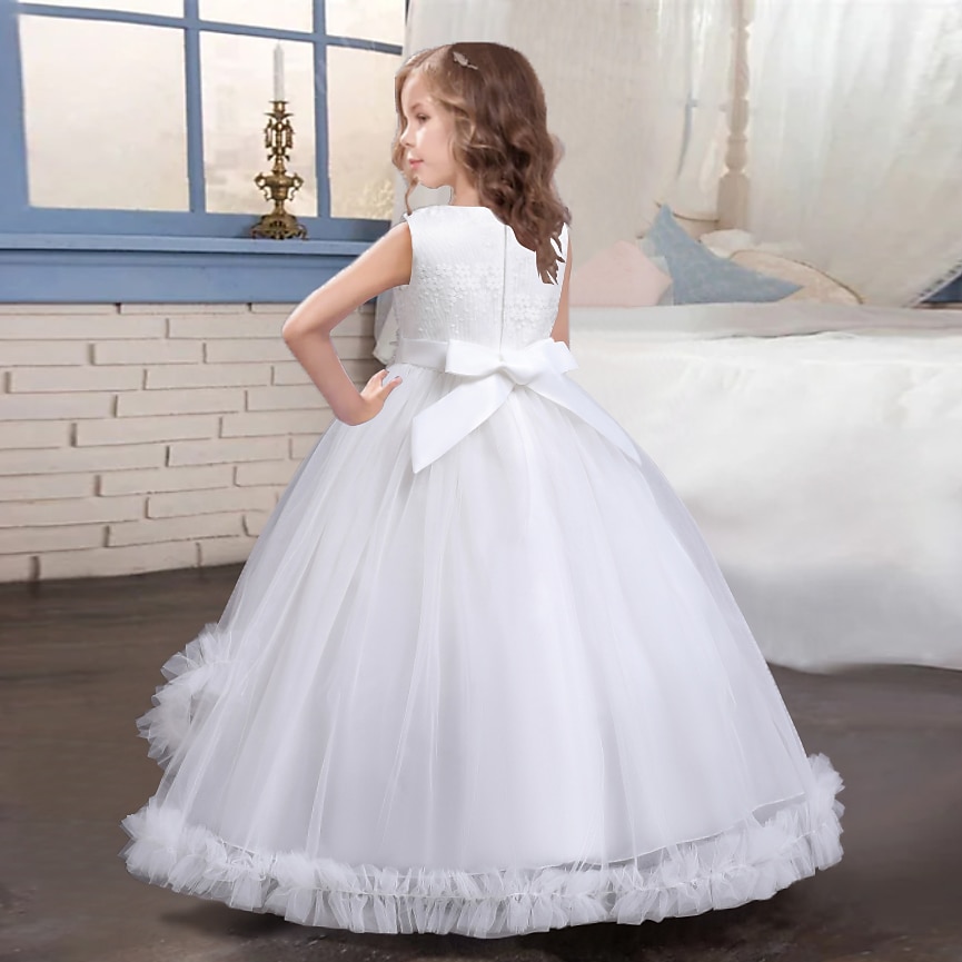 Kinder Mädchen Kleid Blume ärmellos Performance Party Spitze süßes Polyester knielanges Tüllkleid Sommer Frühling Herbst 4–13 Jahre blau 2025 - $41.99 –P6