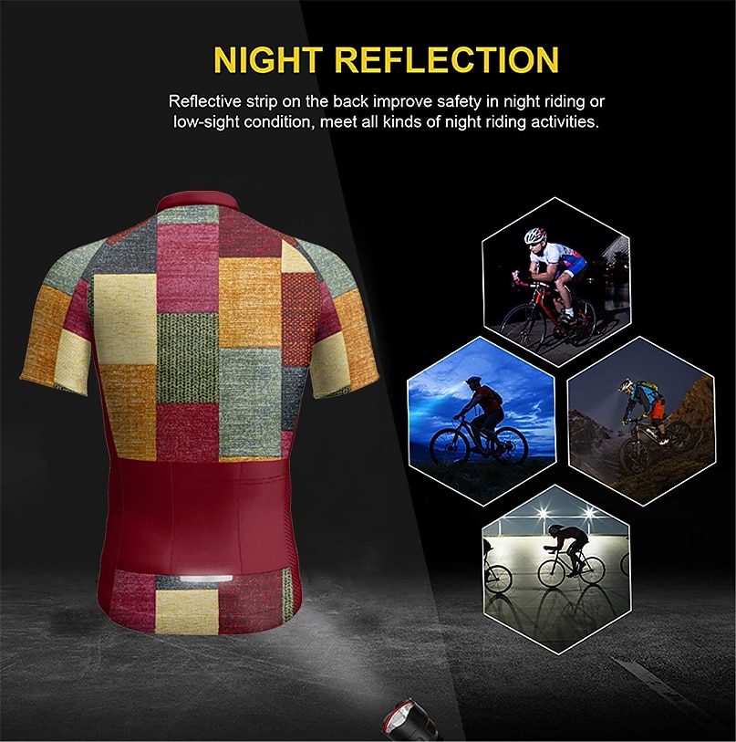 Herren Radtrikot Tartan Kurzarm Fahhrad Trikot Oberteil mit 3 Gesäßtaschen Mountainbike MTB Straßenradsport Schnelltrocknend Reflektierende Streifen Rückentasche Feuchtigkeitsableitend Sport 2026 - $30.99 –P4