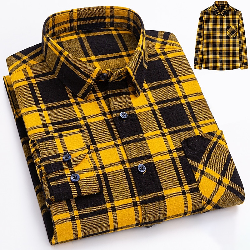 Voor heren Overhemd Strepen en Plaid Bruiloft liiketoiminta Kastanjebruin Donker Rood Geel Donker Marine Lange mouw Opstaande boord Lente & Herfst Kleding 2025 - $34.99 –P2