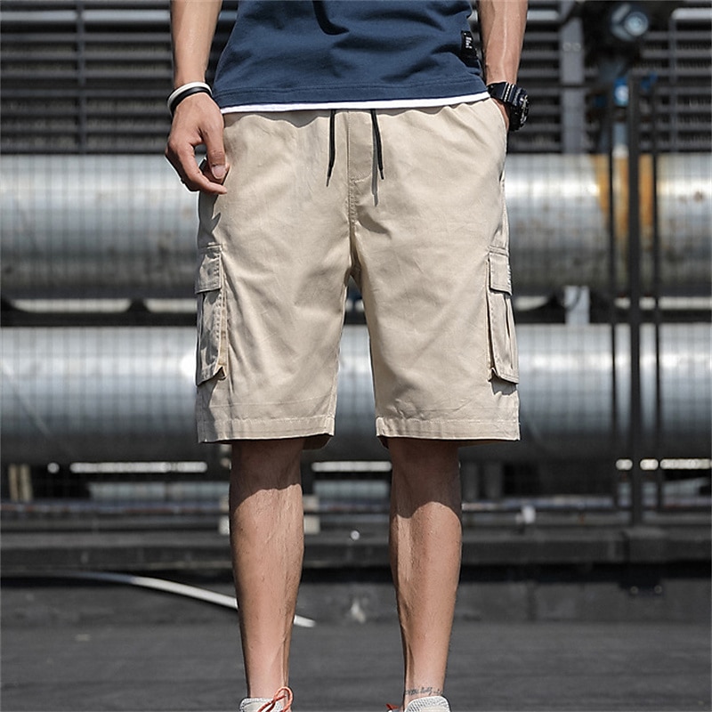 Men's Cargo Shorts Summer Shorts Drawstring Elastic Waist Multi Pocket Plain Comfort Wearable Casual Daily Holiday Sports Fashion ArmyGreen Black 2025 - $15.49 –P6
