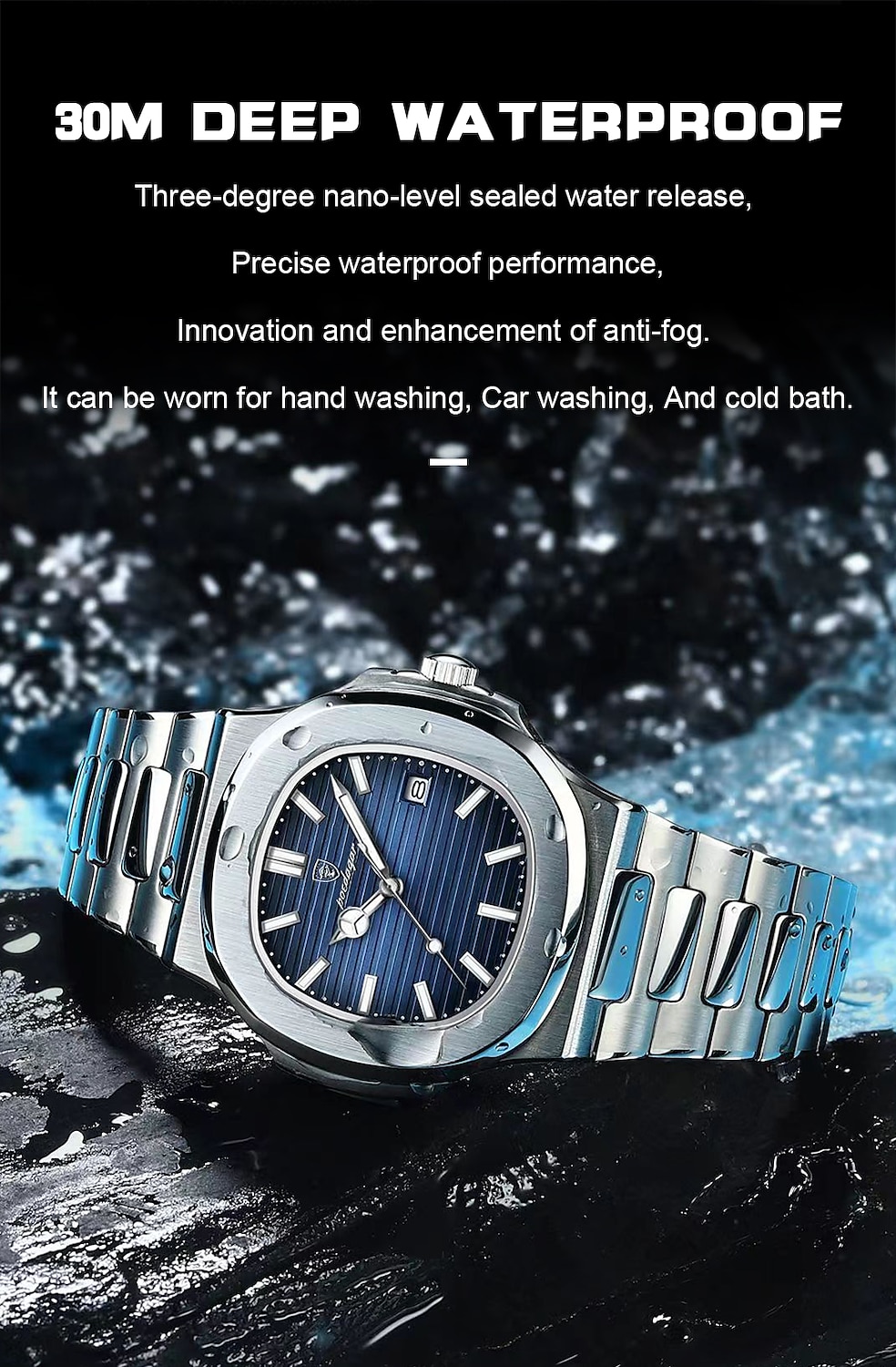 POEDAGAR Luxury Watch Business Waterproof Male Clock Luminous Date Stainless Steel Square Quartz Men Watch 2025 - $31.99 –P4