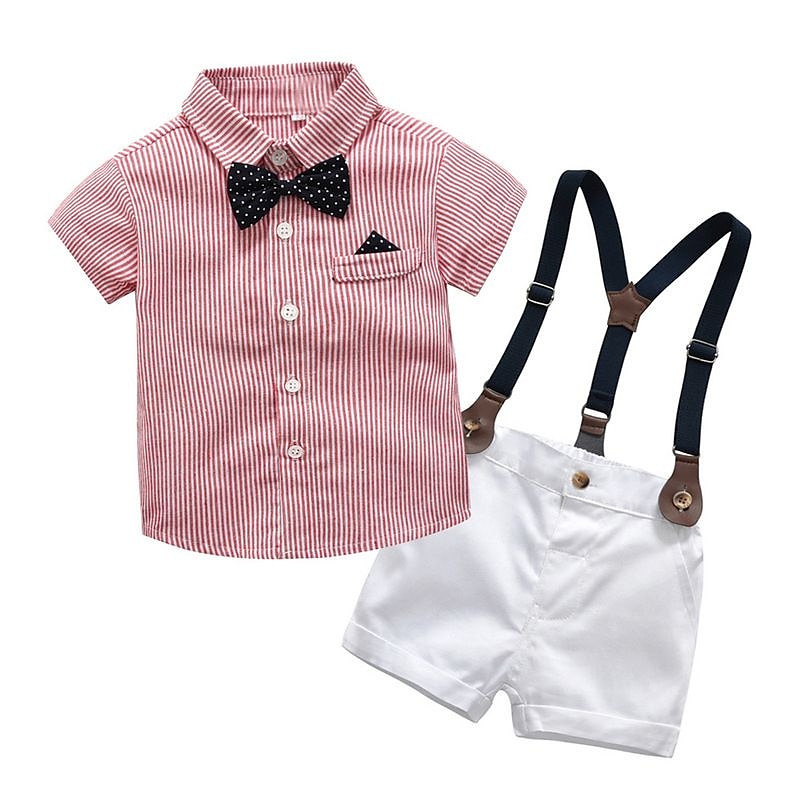 2 delar Barn Pojkar Skjorta och shorts Utrusta Ensfärgat Rand Kortärmad Uppsättning Ledigt Mode Dagligen Sommar Vår 7-13 år Flerfärgad Vit Ljusgrön 2025 - $28.99 –P6