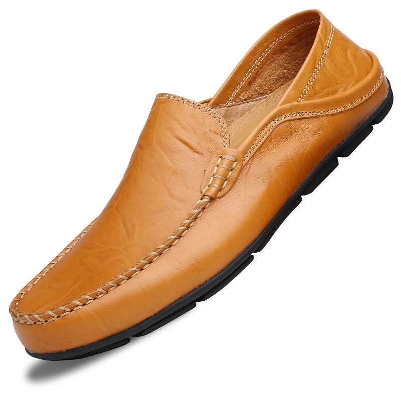 miesten vapaa-ajan nahkahousut käsin ommeltuilla yksityiskohdilla – mukavat slip-on kengät ajamiseen, kävelyyn ja jokapäiväiseen käyttöön 2025 - $42.99 –P14