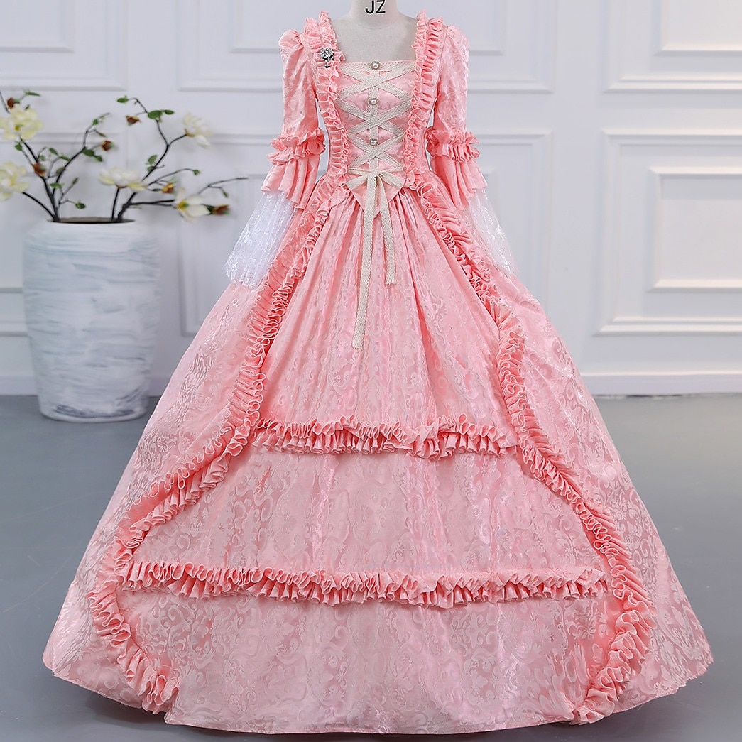 Cinderella Vintage Princess Colonial Period Dress All Costume Victorian Rococo Vintage Cosplay Performance Party Halloween 3/4-Length Sleeve Halloween 2025 - $166.99 –P19