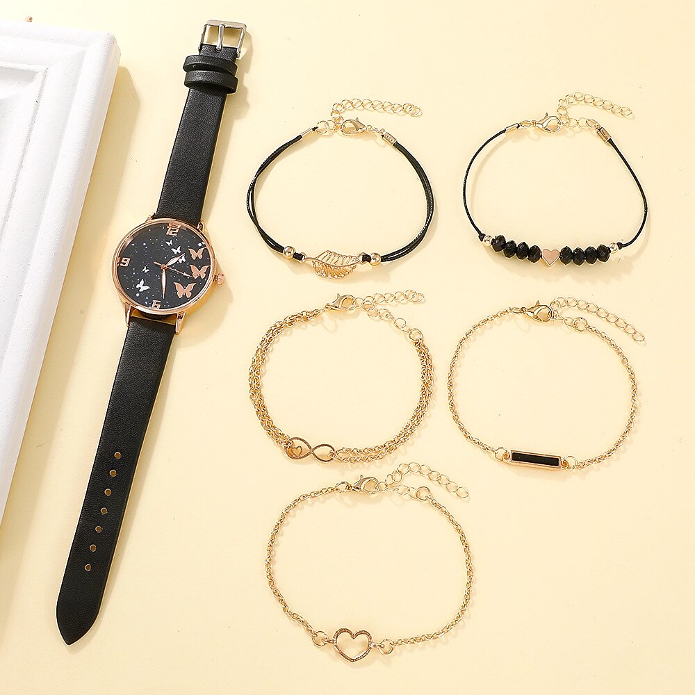 5 pièces/ensemble montre pour femme ensemble de montre à quartz coréen décontracté pour femme de 2025 ? $17.99 –P4