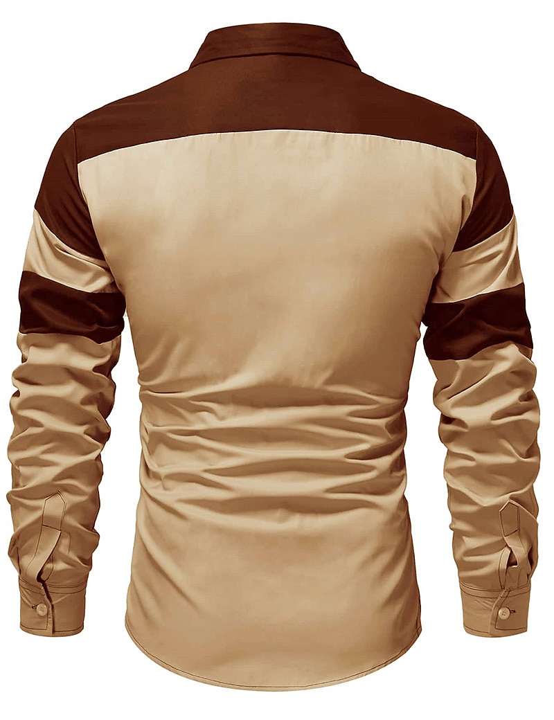 Per uomo Camicia Camicia estiva Camicia con bottoni Maglietta informale Nero Vino Rosso Blu Marrone Manica lunga Color Block Bavero Strada Da mare Di base Abbigliamento Di tendenza Comodo del 2025 a $21.99 –P12