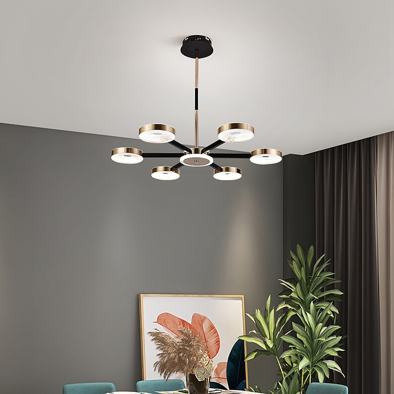 luz colgante led regulable diseño sputnik formas geométricas ajustables montaje empotrado luces de techo 6 luces 30 "candelabros colgantes para sala comedor cocina 220-240v 2025 - $279.99 –P3
