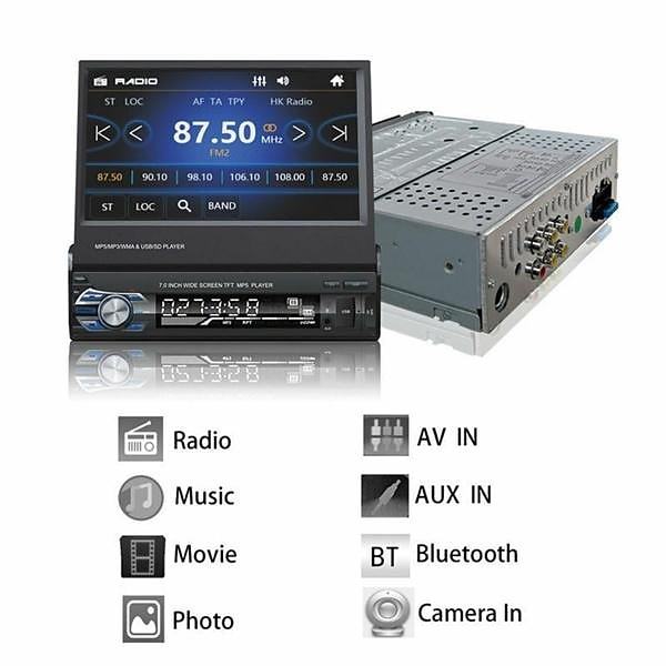 новейший 7-дюймовый HD 1080p выдвижной сенсорный экран автомобильный радиоприемник стерео 1 din bluetooth автомобильный mp5 плеер поддержка usb/aux/fm/функция зеркальной связи + камера заднего вида 2025 - $175.99 –P11