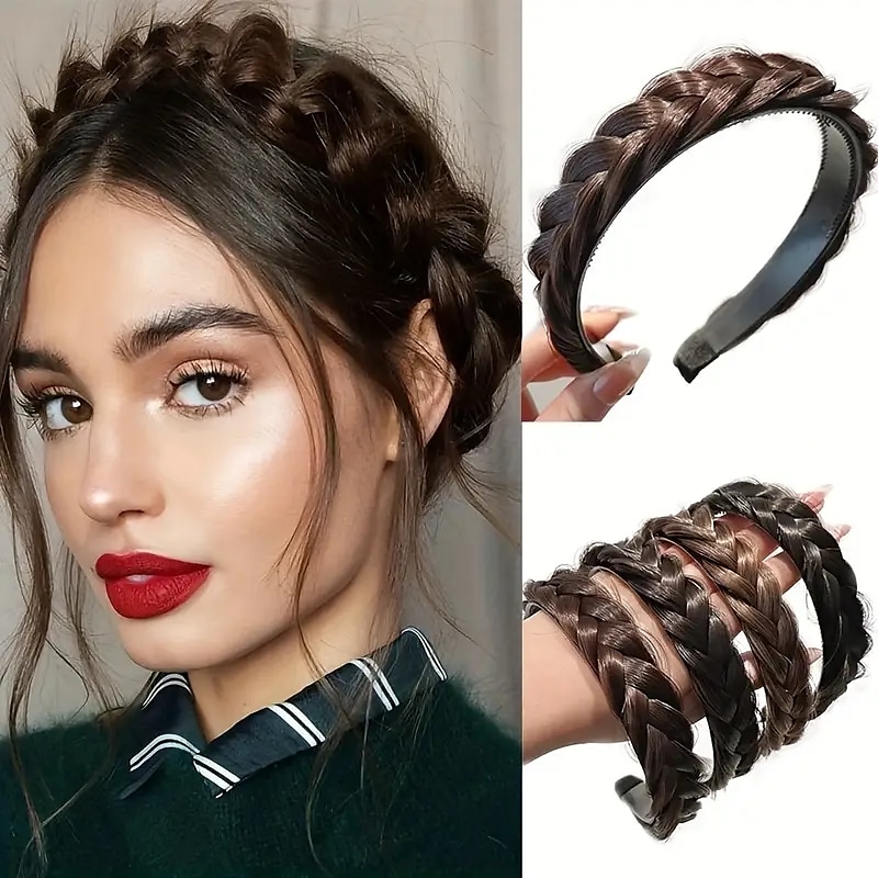 Fashion Synthetic Fishbone Braid Wig Twist Braid Headband Hairpin Hair Accessories For Women Daily Wear Party 2025 - $9.99 –P1