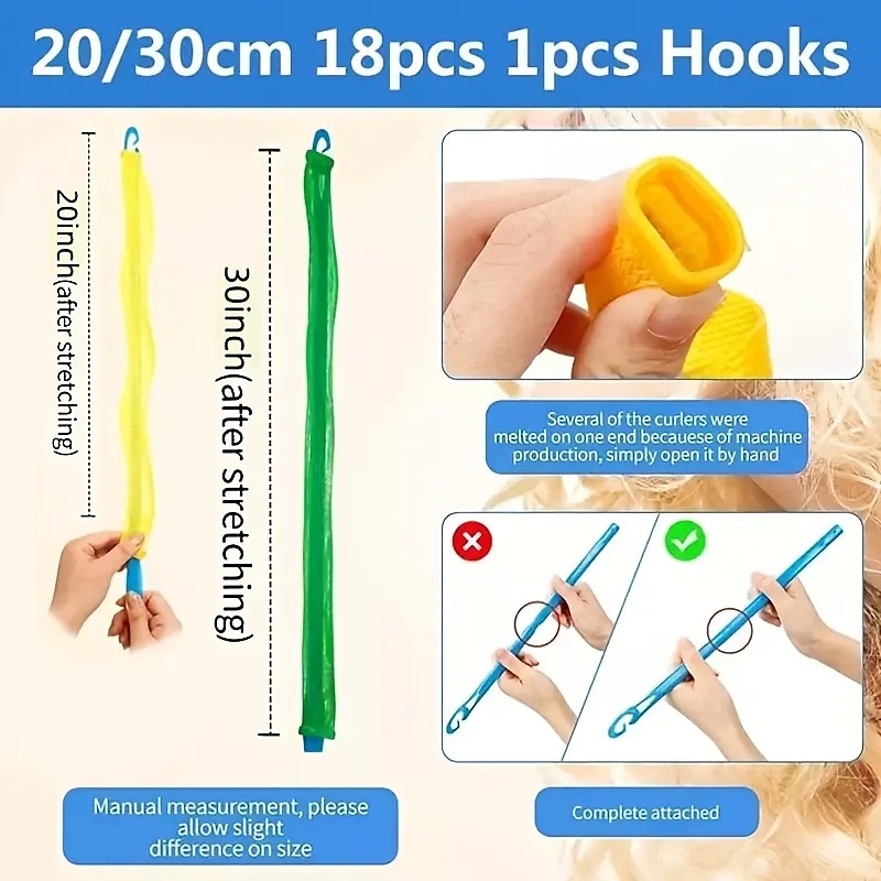 Heatless Curls.18 Pack...Magic Spiral Hair Curlers Set No Heat Hair Rollers Heatless Hair Curlers For Long/Short Hair Wave Hair Curlers Perm Kit.DIY Hairstyle Tools For Women Girls. Hair Accessories 2025 - $16.49 –P4