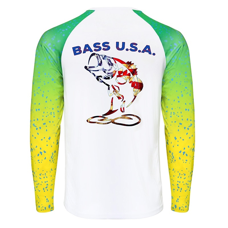 Men's Fishing Shirt Outdoor Long Sleeve UPF50+ UV Protection Breathable  Quick Dry Lightweight Top Summer Spring Outdoor Fishing White Yellow Light  Green 2024 - $17.99