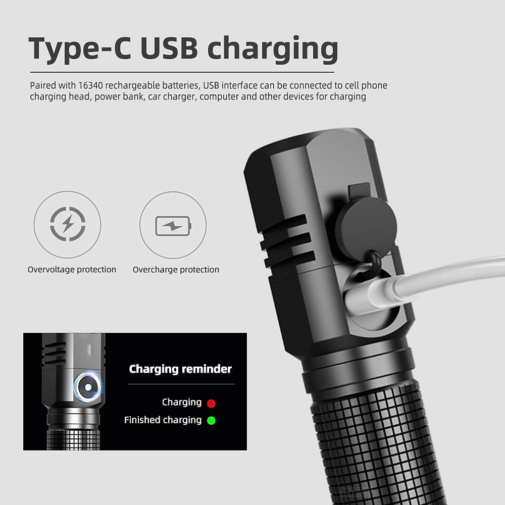 водонепроницаемый xhp50 светодиодный фонарик мини usb фонарик перезаряжаемый зум рыболовный фонарь мощный тактический фонарь для кемпинга 2025 - $16.49 –P5