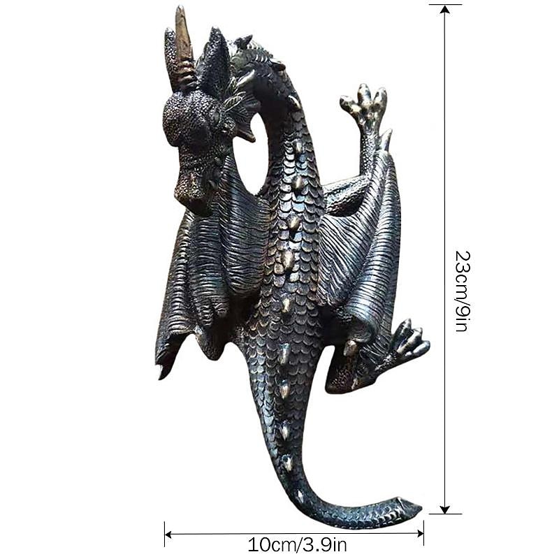 scultura da parete drago cornuto, poliresina, pietra grigia, gotico &amplificatore; decorazioni medievali, decorazioni per desktop e scaffali, regali decorativi per ufficio per uomo del 2025 a $21.99 –P4