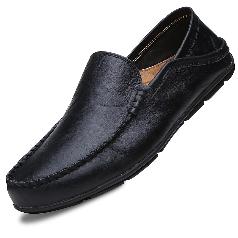 miesten vapaa-ajan nahkahousut käsin ommeltuilla yksityiskohdilla – mukavat slip-on kengät ajamiseen, kävelyyn ja jokapäiväiseen käyttöön 2025 - $42.99 –P12