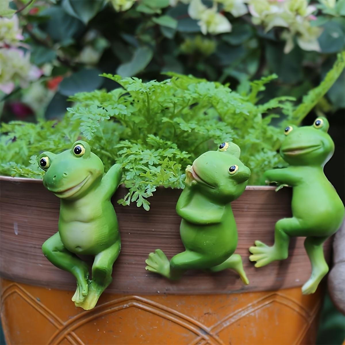 3pcs/set Cute Frog Figurines Hanging Animal Statue, Resin Pot Hanging Climbing Frog Sculpture Outdoor Statues Ornaments Decor For Flower Pot/Fence, Yard Art Figurines For Patio Lawn House 2025 - $17.99 –P1