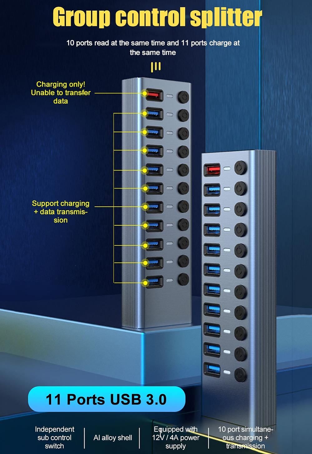 USB 3.0 HUB USB Splitter Multi Usb 3 0 Hub Several Ports With Switch Power Supply Adapter Multiple Usb 3.0 Extender Hub For Pc 2025 - $57.99 –P1