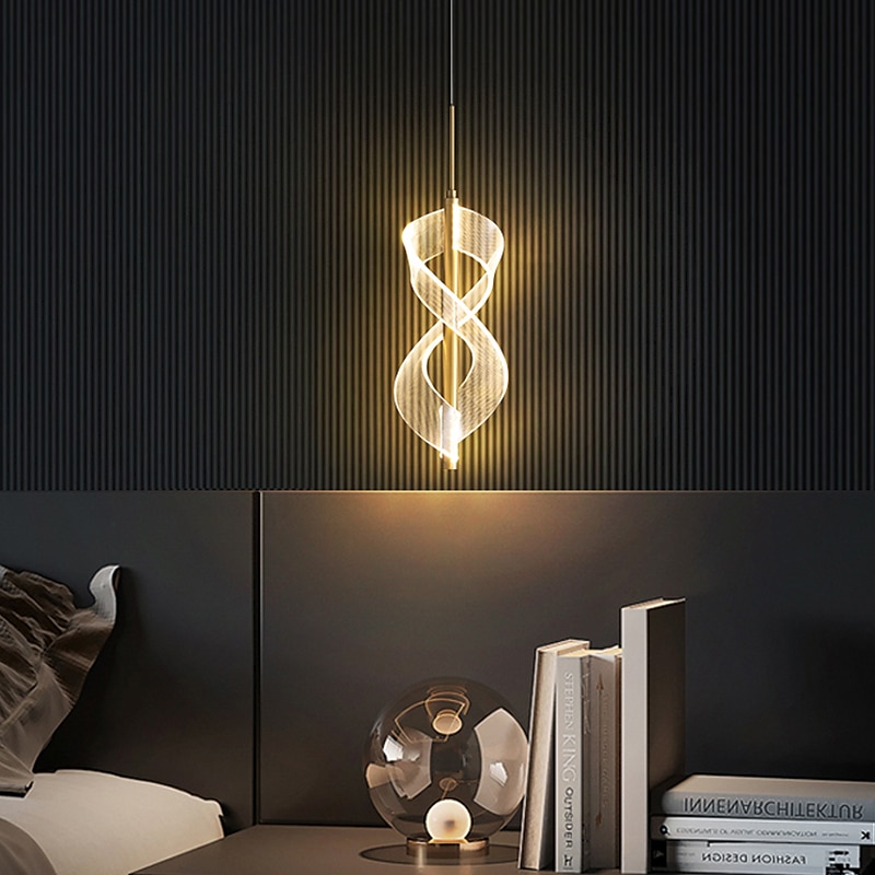 lampa wisząca led spiralna lampka nocna do sypialni 30 cm, nowoczesna minimalistyczna jadalnia bar regulowana długa linia sprzętowa lampa wisząca oprawa oświetleniowa sufitowa 2025 - $93.44 –P8
