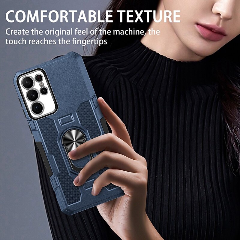 Phone Case For Samsung Galaxy S24 S23 S22 S21 S20 Ultra Plus FE S23 A73 A53 A33 A23 A13 Note 20 Ultra S25 Ultra Back Cover Bumper Frame Ring Holder Military Grade Protection Geometric Pattern Armor 2025 - $14.99 –P13