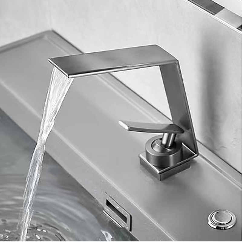 Rubinetto miscelatore lavabo a cascata, rubinetti lavabo lavabo monocomando lavabo monocomando con tubo caldo e freddo, monoblocco vaso acqua rubinetto in ottone montato a ponte del 2025 a $89.99 –P5