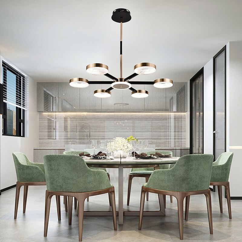 luz colgante led regulable diseño sputnik formas geométricas ajustables montaje empotrado luces de techo 6 luces 30 "candelabros colgantes para sala comedor cocina 220-240v 2025 - $279.99 –P4