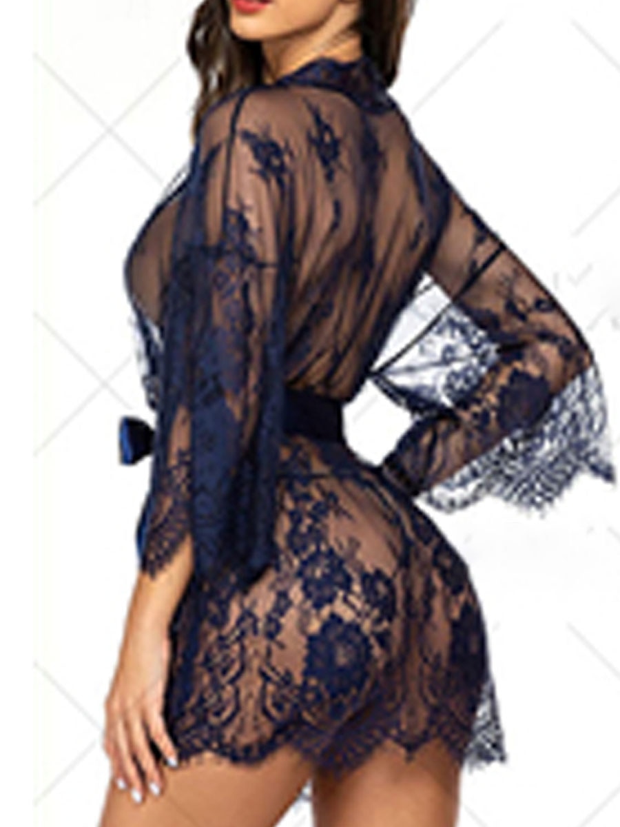 kvinners pyjamas nattkjole nattskjortekjole ren farge enkel tilfeldig myk hjem daglig seng polyester pustende v wire langermet sommer vår hjemmeantrekk 2025 - $18.99 –P12