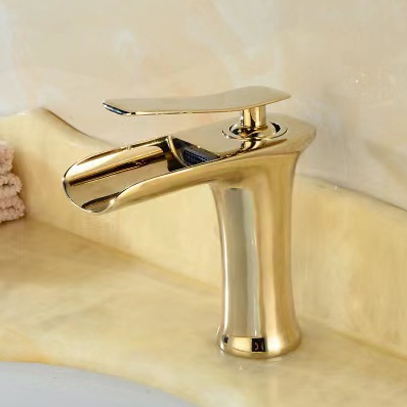 Waterfall Bathroom Sink Mixer Faucet 4.7" Spout, Mono Wash Basin Single Handle Basin Taps Washroom with Hot and Cold Hose, Monobloc Vessel Water Brass Tap Deck Mounted 2025 - $89.99 –P8