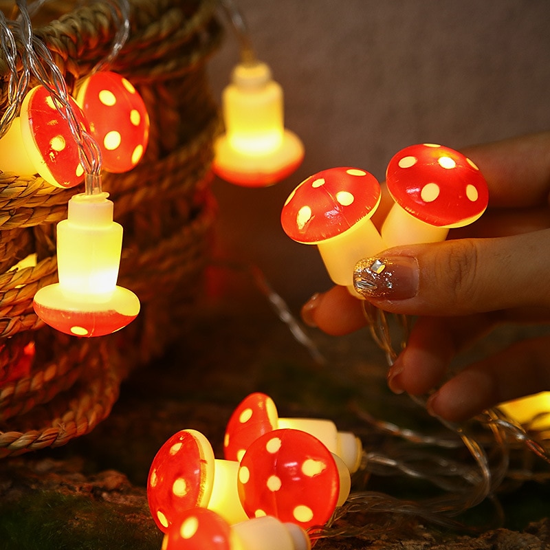 Solar Mushroom Lights Holiday Garland String Lights 7M-50LEDs 6.5M-30LEDs Outdoor Waterproof Mushroom Fairy lights Christmas Party Wedding Garden Lawn Decoration 2025 - $23.99 –P6