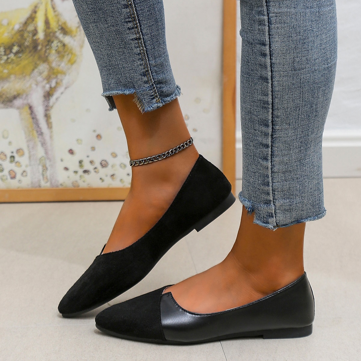 Women's Two-Tone Pointed Toe Flats – Elegant Slip-On Ballet Shoes, Comfortable Daily Wear for Work & Casual Outfits 2025 - $19.99 –P3