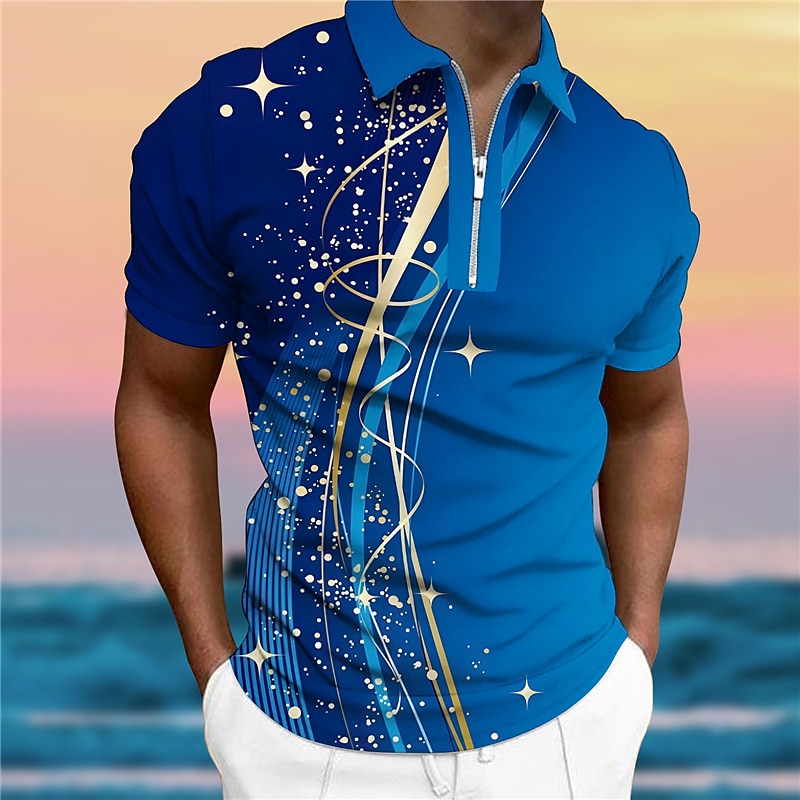 Men's Lapel Polo Zip Polo Polo Shirt Golf Shirt Graphic Prints