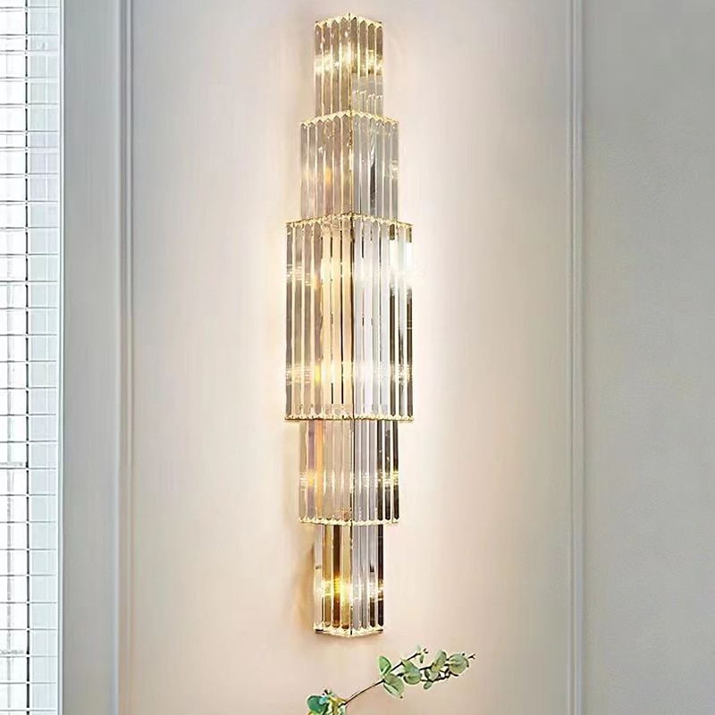 led fény luxus kristály falilámpa hotel projekt fizetés ktv folyosó dekoráció villa duplex épület modell szoba nappali lámpák 2025 - $282.09 –P7