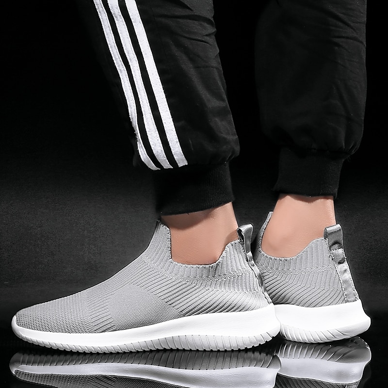 Men's Shoes Loafers & Slip-Ons Plus Size Flyknit Shoes Running Walking Casual Daily Knit Tissage Volant Breathable Loafer Black and White Black White Spring Fall 2025 - $42.99 –P12