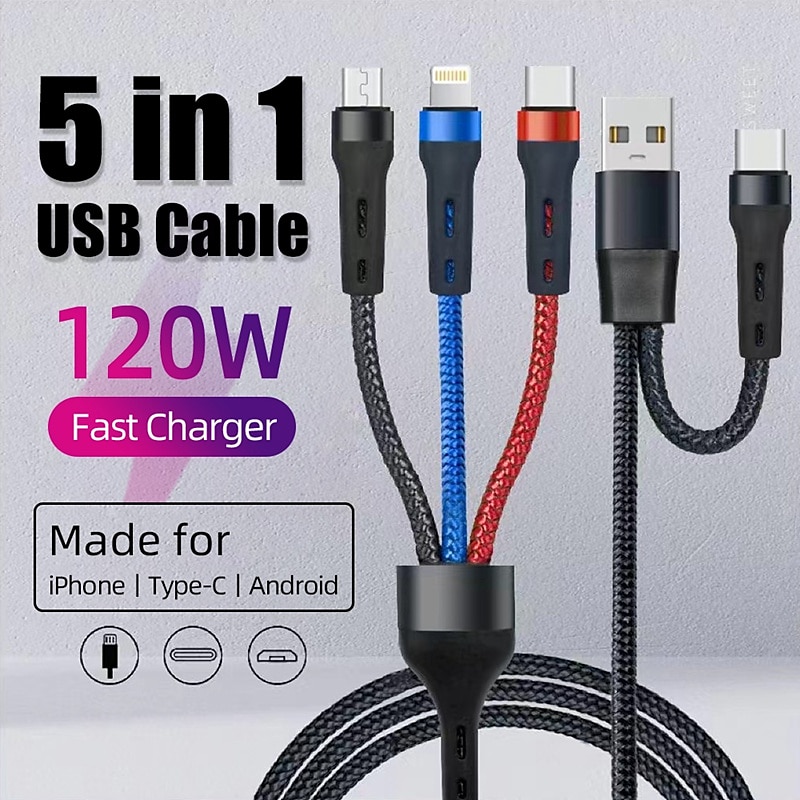 MOMAX Apple MFi-gecertificeerd Multi-oplaadkabel USB A naar Type C / Micro / IP 3 A Snellader Gevlochten nylon Duurzaam 3 in 1 Voor Macbook iPad Samsung Mobiele telefoonaccessoire 2025 - $14.99 –P1